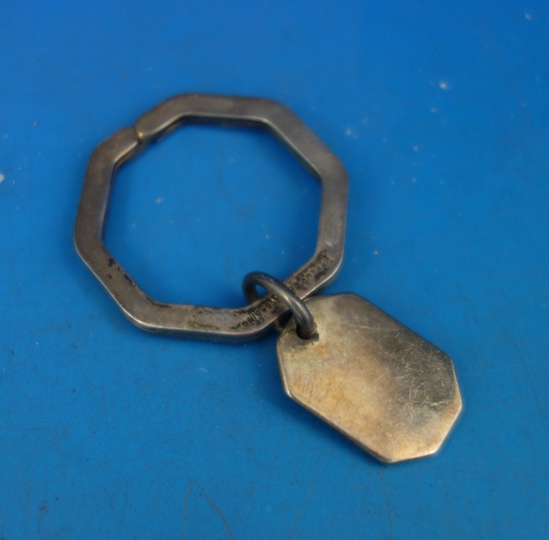 Tiffany and Co Sterling Silver Key Ring Octagonal with Engravable Tag (#8672)