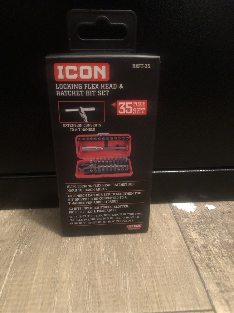 ICON Locking Flex Head Ratchet and Bit Set, 35 Piece NEW / Ships Fast!