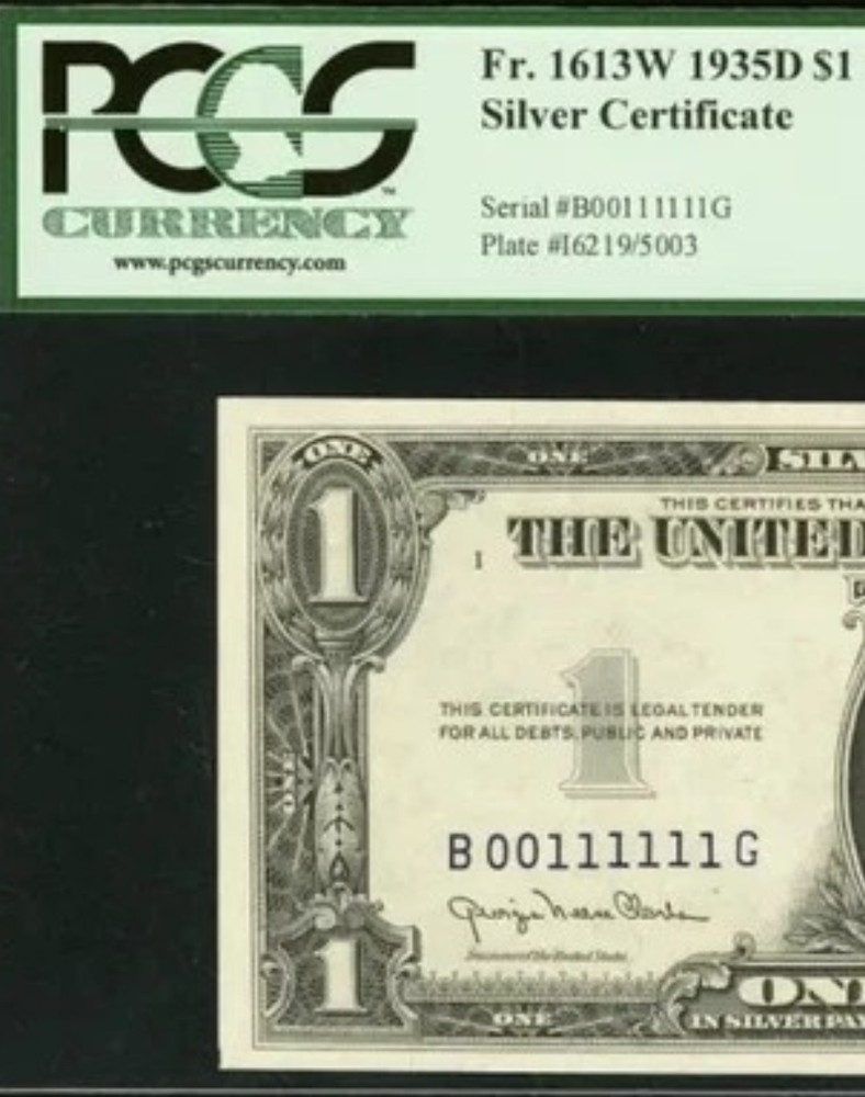 Rare True Binary Near Solid 1935 D $1 Silver Certificate "00111111" Gem 65 PPQ