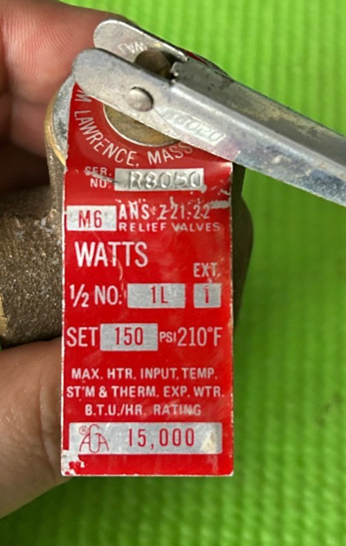 Watts Regulator 1/2" No 1L1 Relief Valve