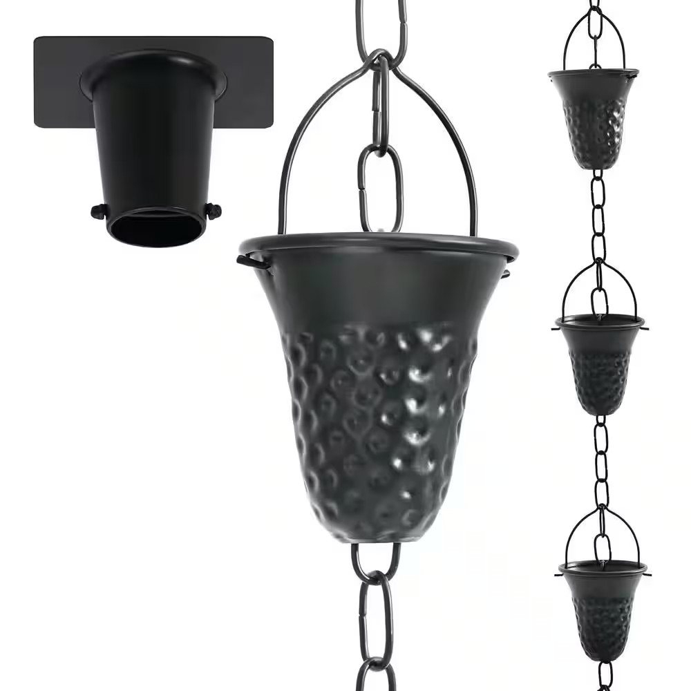 8.5 Feet Aluminum Rain Chains for Gutters with Gutter Adapter, Long Cup Gutter C