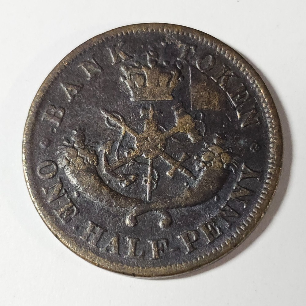 1854 UPPER CANADA - PLAIN 4 - half penny token  - LOW COMBINED SHIP - CT-015
