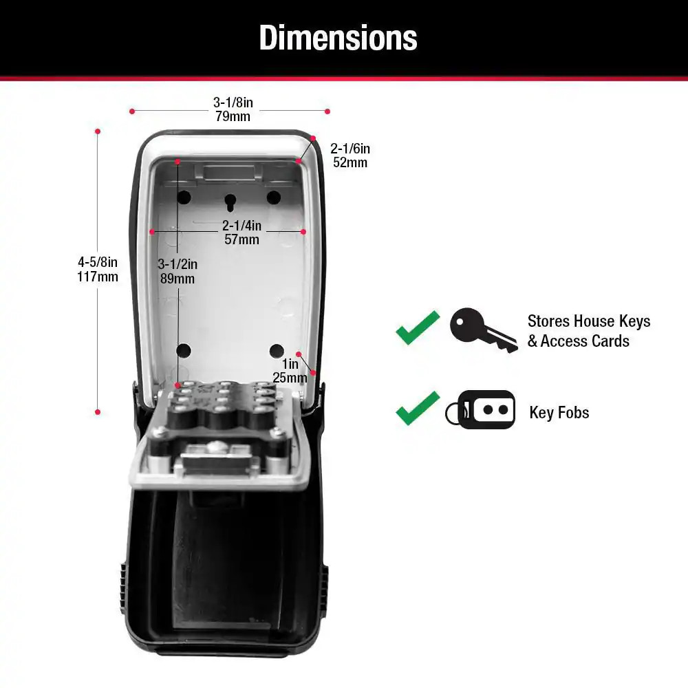 Lock Box, Resettable Push Button Combination