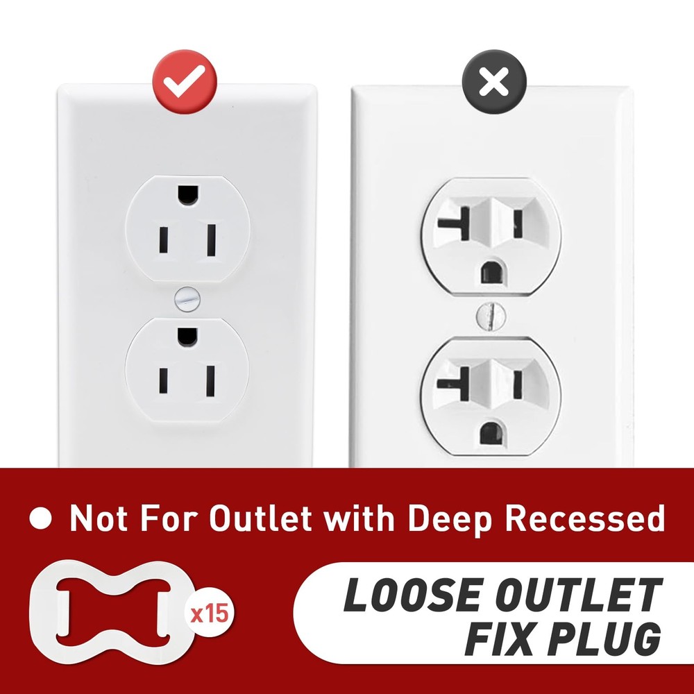 15-Pack Loose Outlet Fix Plug - Ensure Secure Connection 15-Pack, transparent