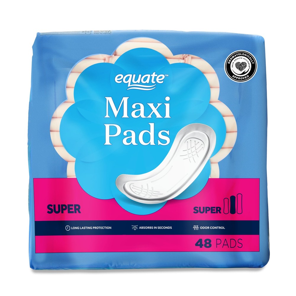 (3 Pack) Maxi Pads, Super Absorbency, Size 2, 48 Count