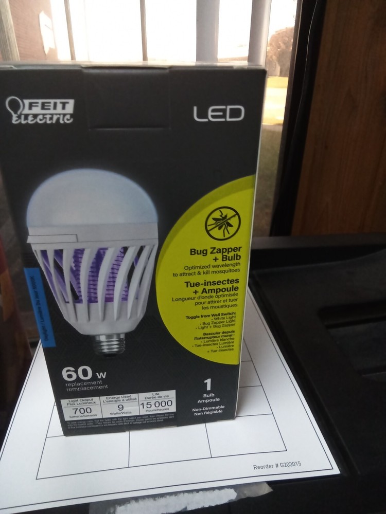 Feit Electric LED Bug Zapper Bulb E26 60-W Replacement Daylight 5000k NEW 2-Pack