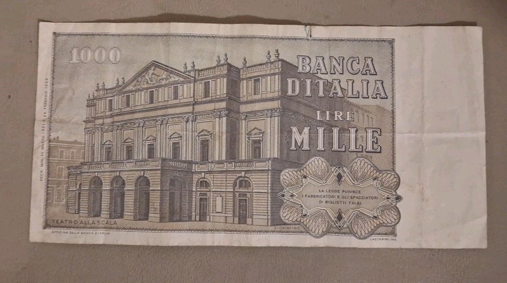 1969 Italy 1000 Lire Note