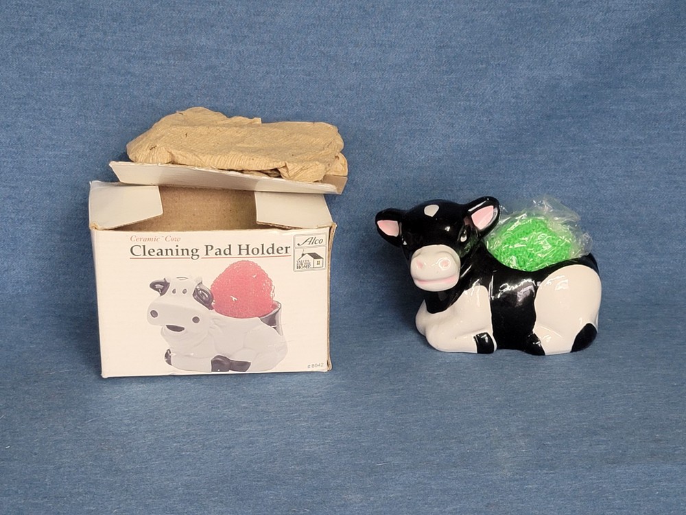 Ceramic cow Cleaning Pad Holder