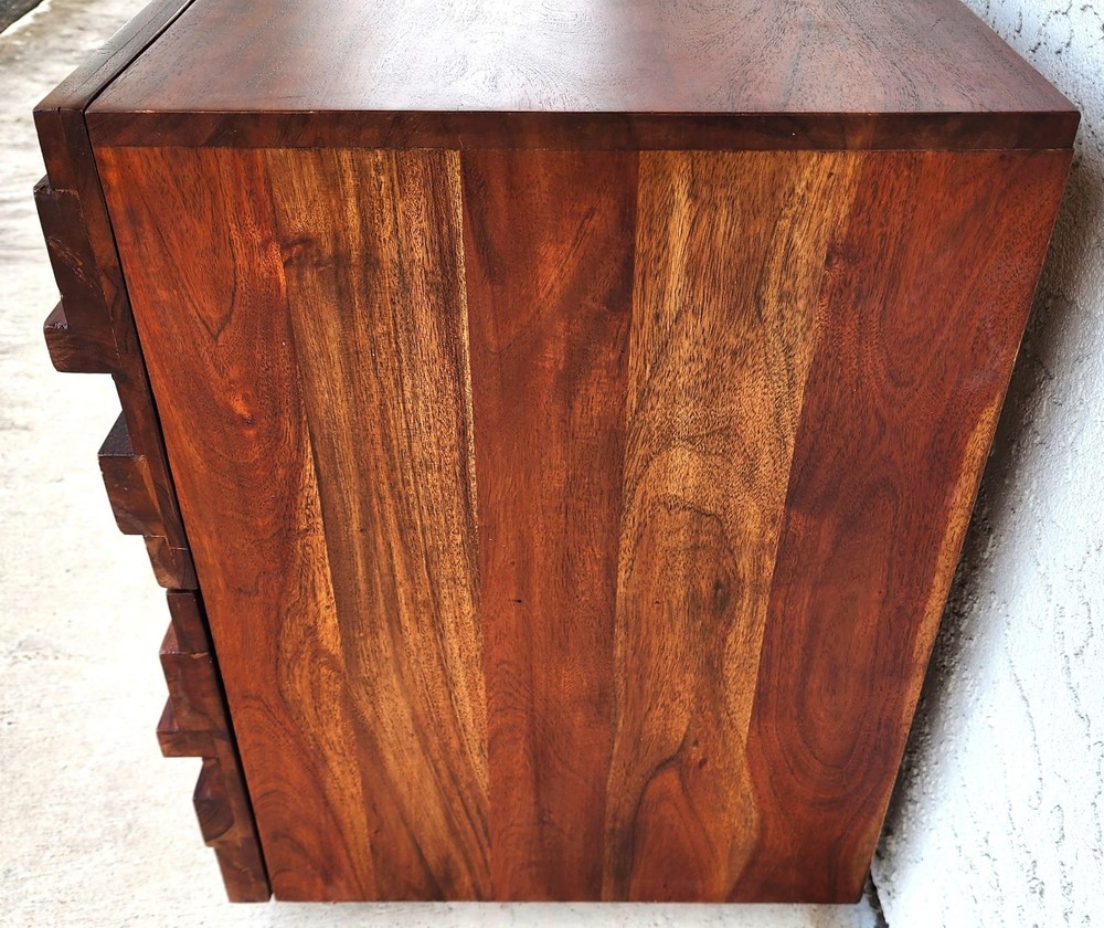 MCM Solid Exotic Wood Bachelor Chest & Nightstands Bedroom Suite