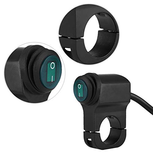 12V 1 1/8' Black Handlebar Switch, Push Button, Manual Operation, IP65