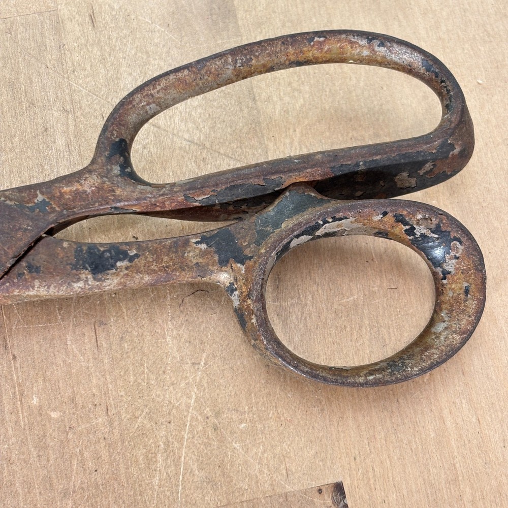 Large Industrial Cutting Shears, Iron, Unmarked, 12"