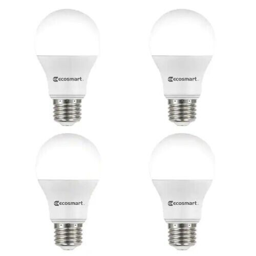 EcoSmart 60-Watt Equivalent A19 Non-Dimmable LED Light Bulb Soft White (4-Pack)