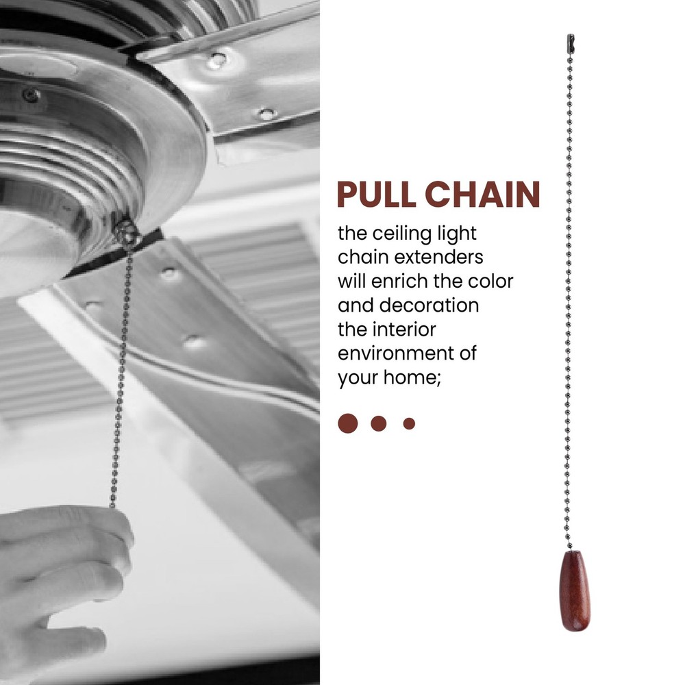4 Pieces Ceiling Fan Chain Pulls Wooden Pull Chain Extension Pull Chain for7332