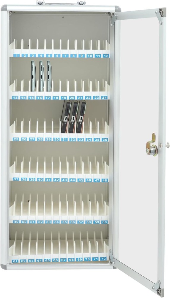 72 Slots Silver Cell Phone Locker Box - Durable & Secure Storage Solution