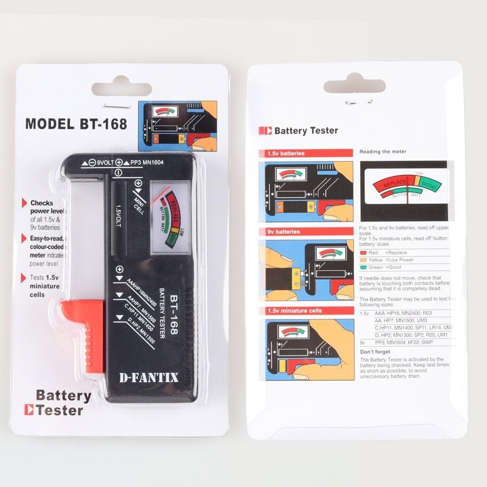 Universal Battery Tester for AAA, AA, C, D, 9V Batteries - Compact & Lightweight