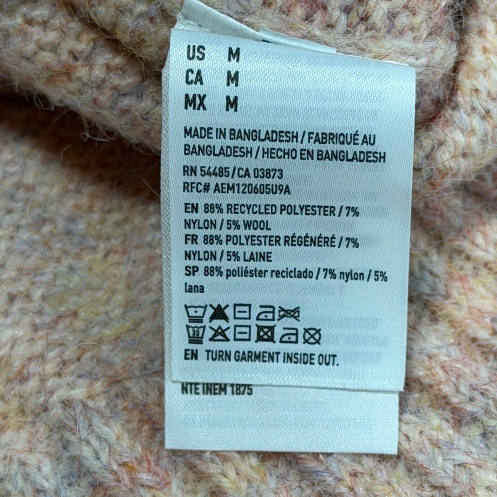 American Eagle Mock Neck Sweater Pink Multi Pastel Knit Medium NWT