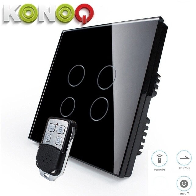 KONOQ BLACK Luxury Glass Panel Touch LED Light Smart Switch:ON/OFF
