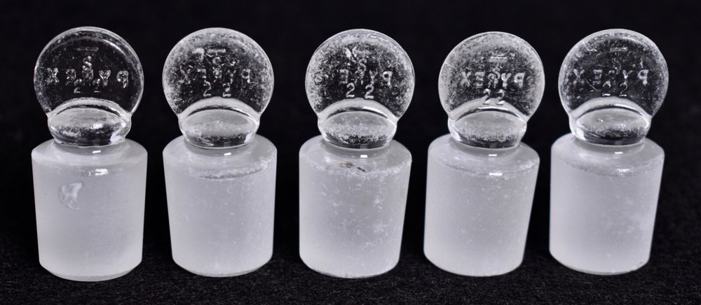 5 Count Pyrex # 22 Penny Head Glass Stoppers