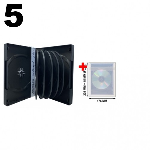 5 Black 12 Disc DVD Cases & 100 OPP Bags