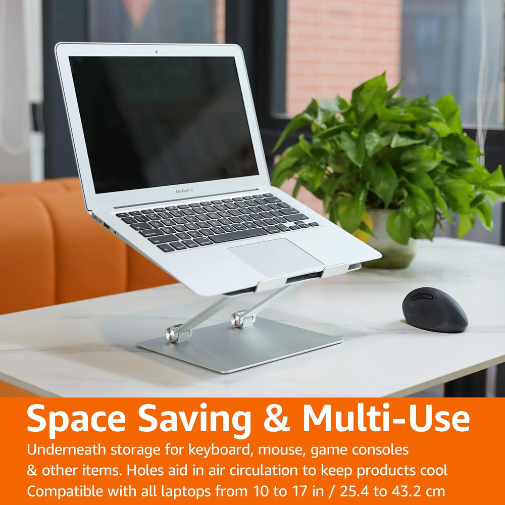 Sturdy and Portable Ergonomic Laptop Stand for Desk, Height Adjustable Riser wit