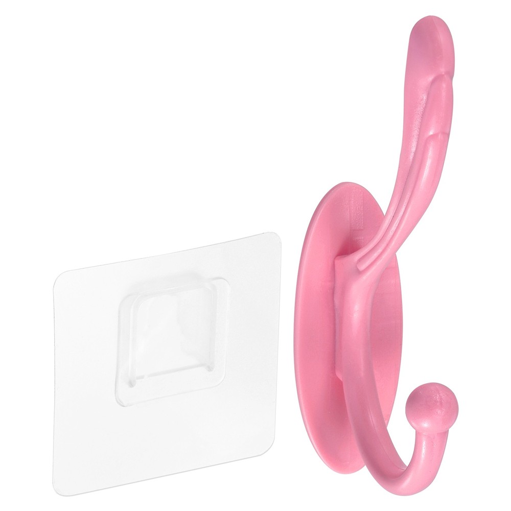 Wall Mounted Coat Hooks, 1Pcs Towel Hook/Adhesive Hooks (Pink)