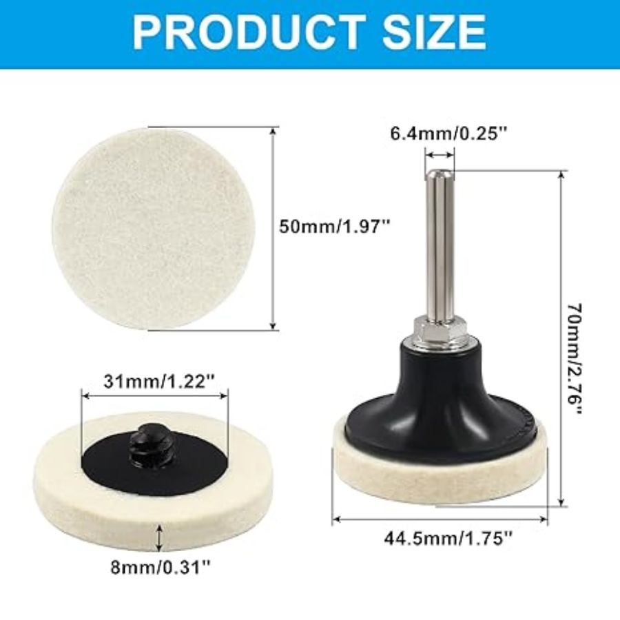 2 Inch Compressed Wool Polishing Buffing Pads, 10 Pcs Wool Buffing Pad with 2" D