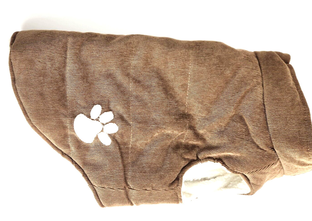 Unbranded Brown Corduroy Warm Dog Jacket Size Medium