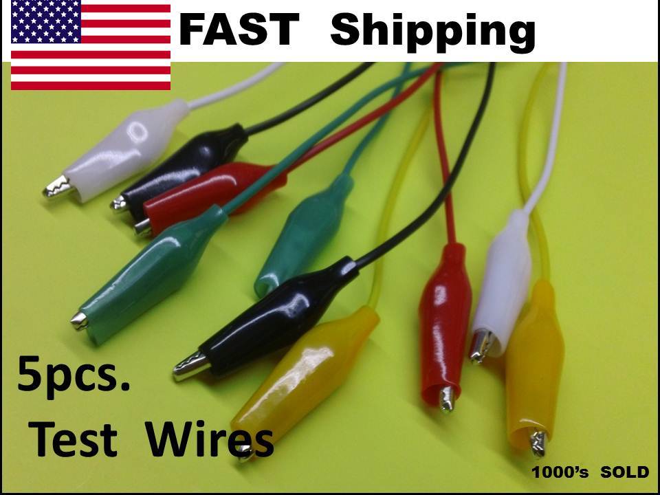 5pcs - 18" DOUBLE end Crocodile Clips Cable Alligator Clips testing wire leads