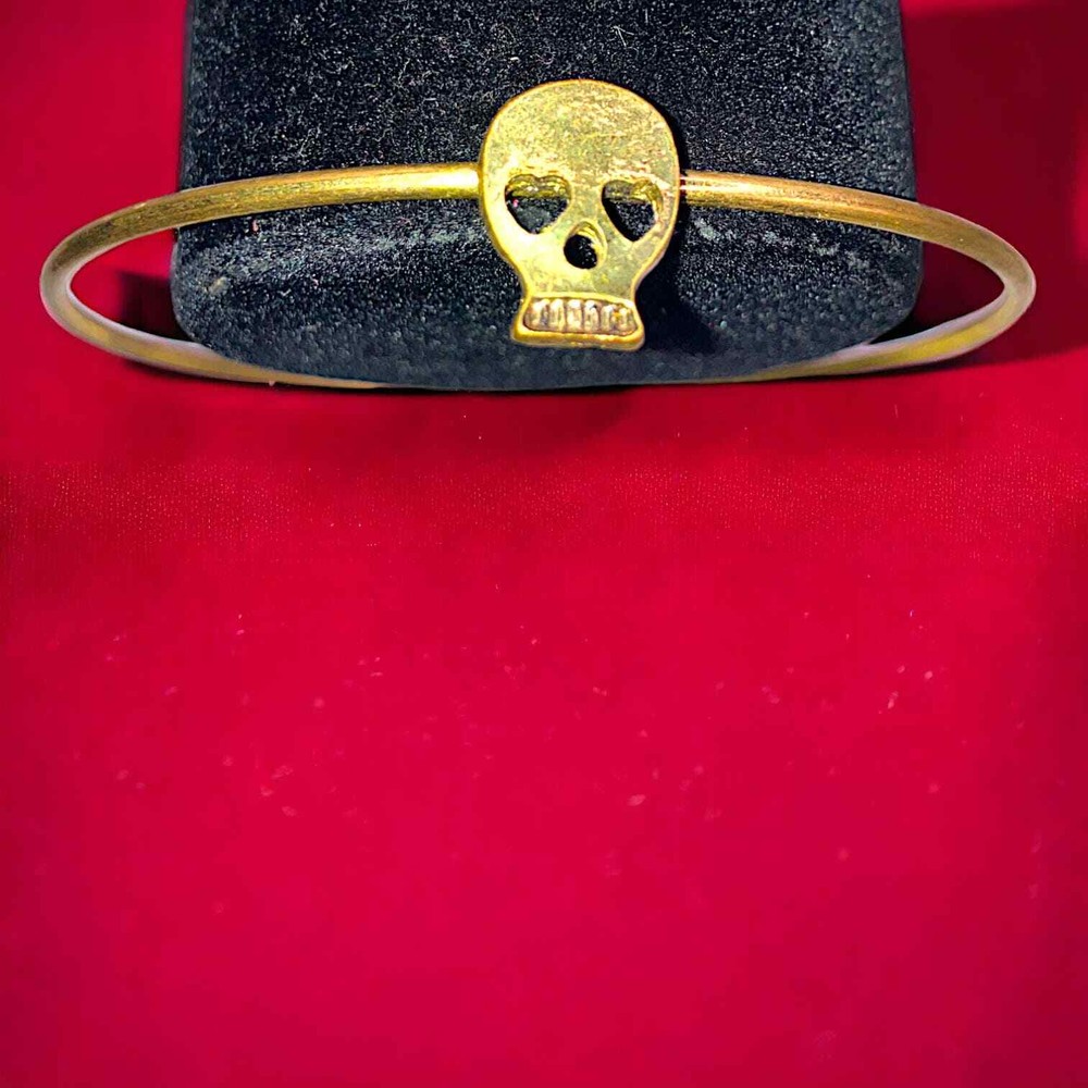Skull Gold-Tone Thin Bangle 2 5/8" Bracelet!
