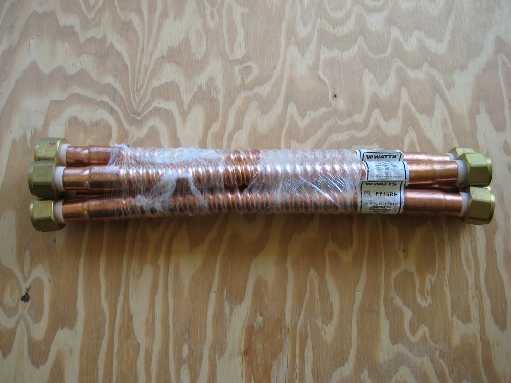 Watts Copper FF15RP Corrugated Water Heater Connector 3/4" FIP X 15" LOT of 4