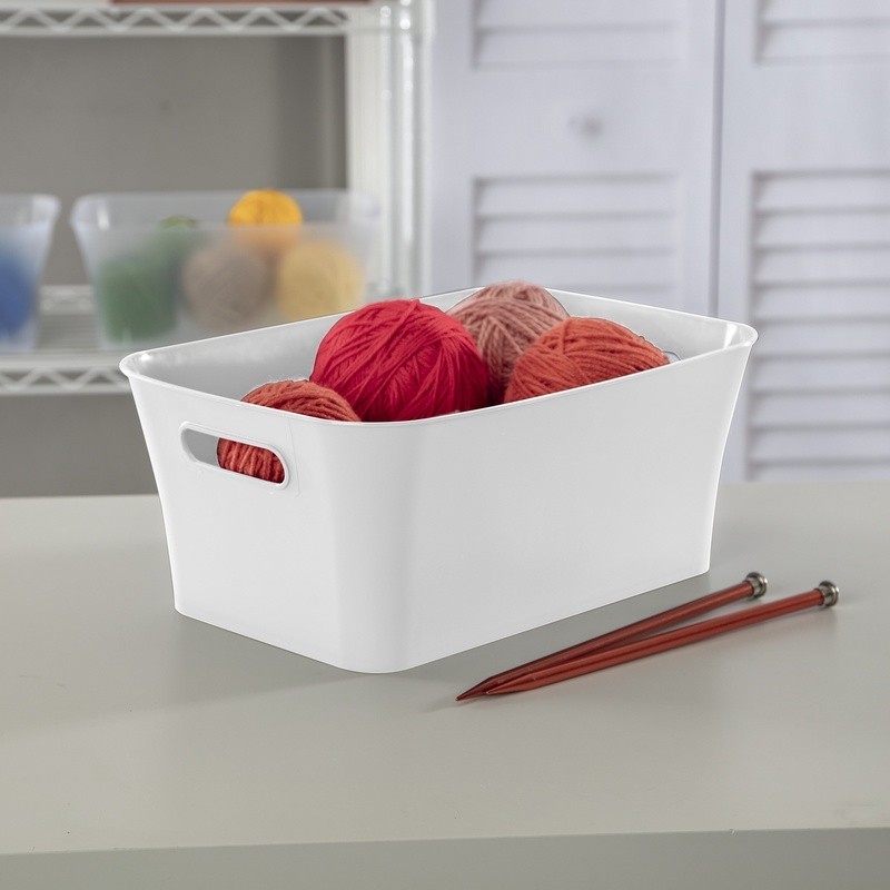 6 Pack Medium Plastic Storage Bins W/ Handles Home Organization & Storage New