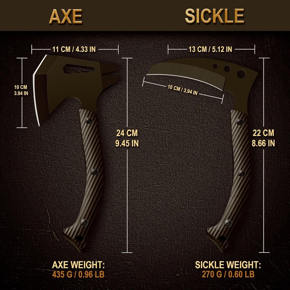 Tactical Axe Sickle Set Survival Axe Sharp Tomahawk W/ Sheath Portable Tomahawk