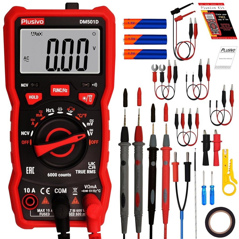 Digital Multimeter Auto Ranging AC DC Voltmeter Ohm Amp Tester