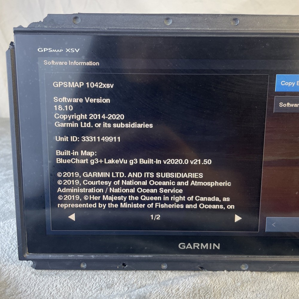 Garmin Gpsmap 1042xsv Chartplotter Display As Pictured Please See Images