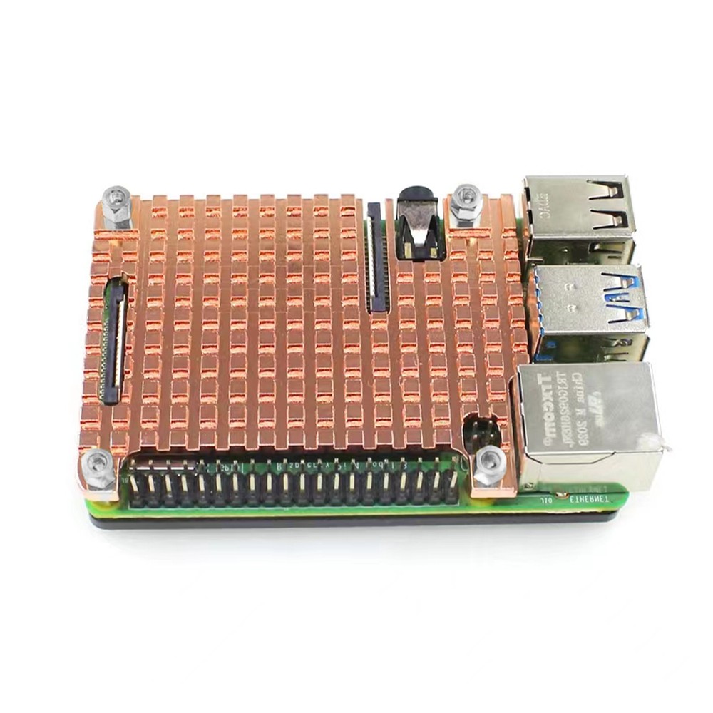 Ultra-thin Copper Heatsink Protective Passive Cooling Case For Raspberry Pi 4B w