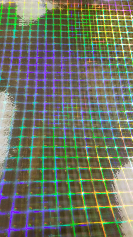Gold Plaid Pattern Holographic Diffractive Sign Vinyl 24" x 10 ft Roll