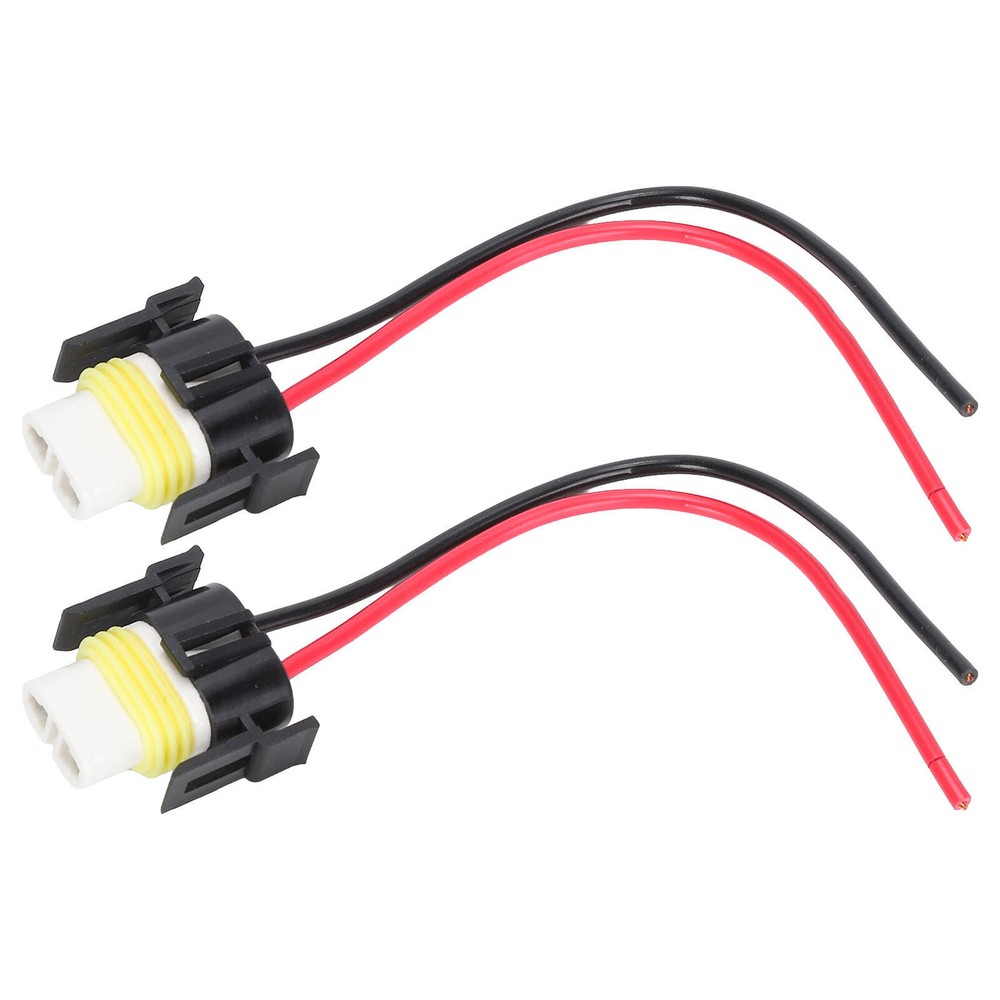 2pcs H11 Ceramic Female Socket Wiring Harness Head Light Low Beam Bulb Connector
