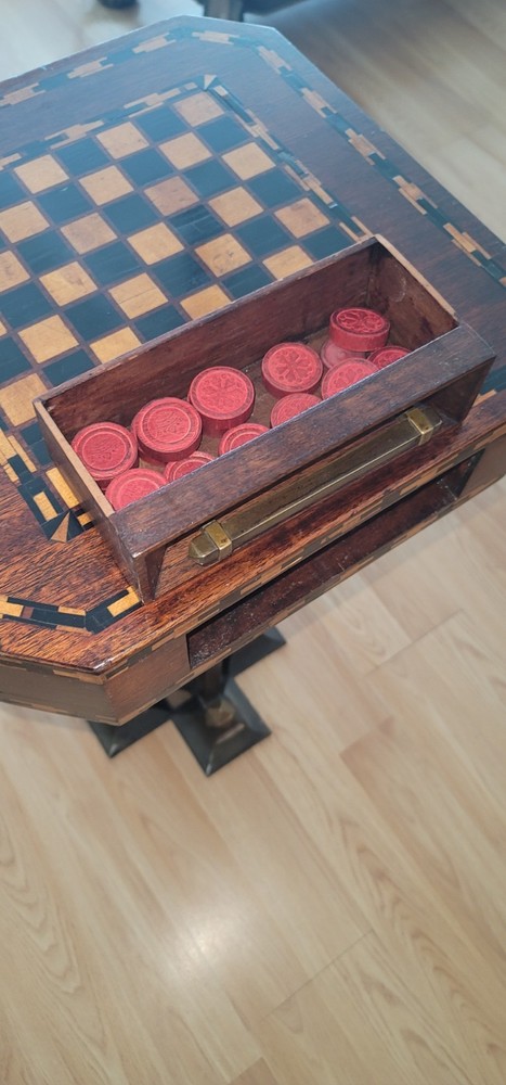 Game Table Antique with Hidden Draw Locks