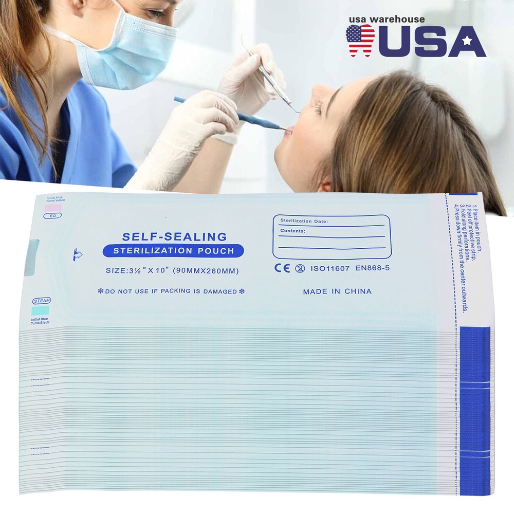 Self-ing Sterilization Pouches 3.5" x 10" 200 Pcs / Box ns