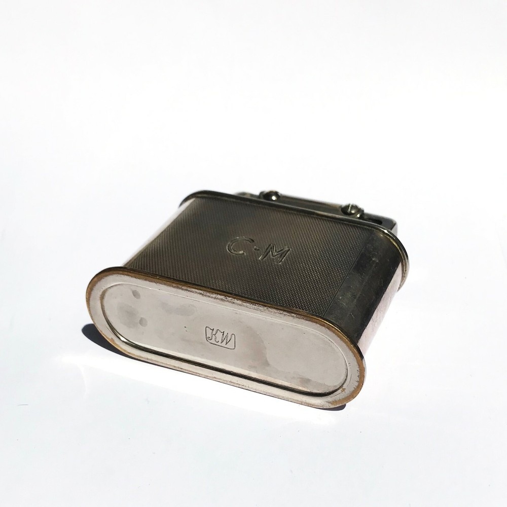 Karl Weiden Table Lighter Great working Condition, Engine Turned Silver