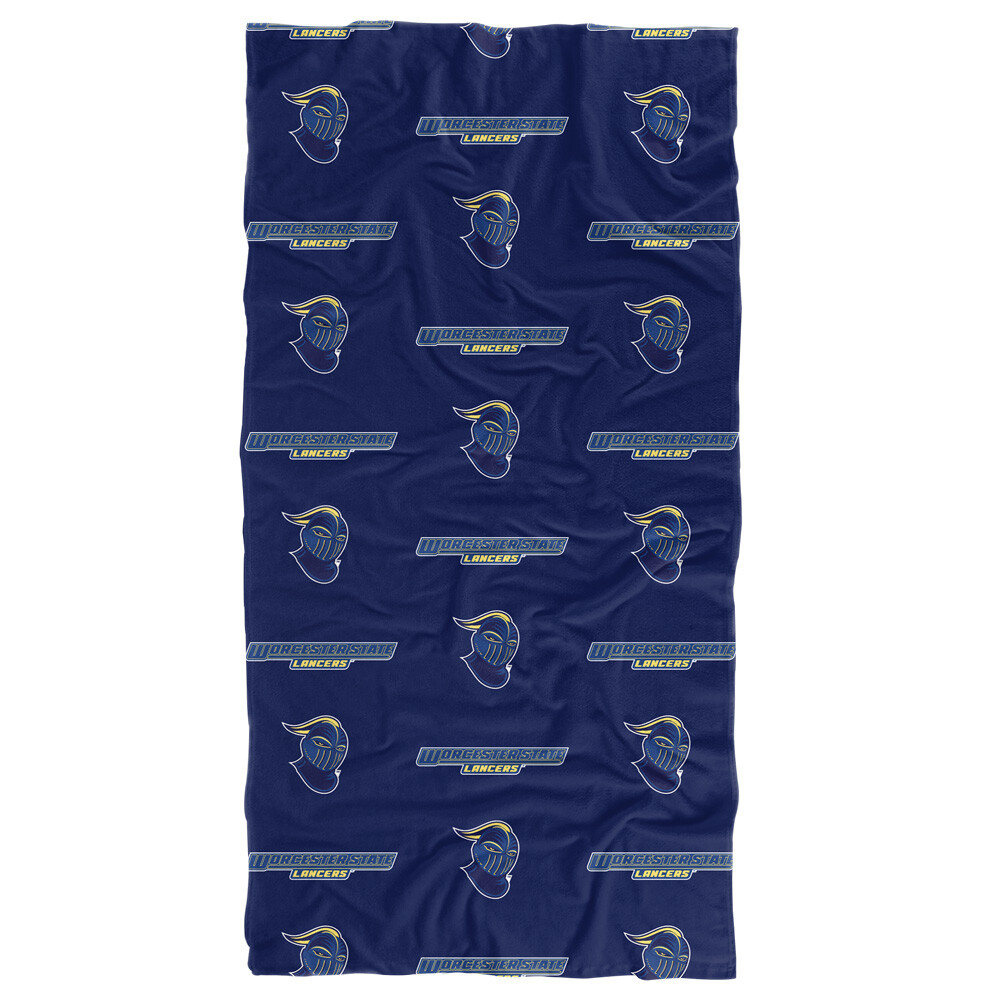 Worcester State Beach Towel/Bath Towel, 30"x60" Logo Pattern