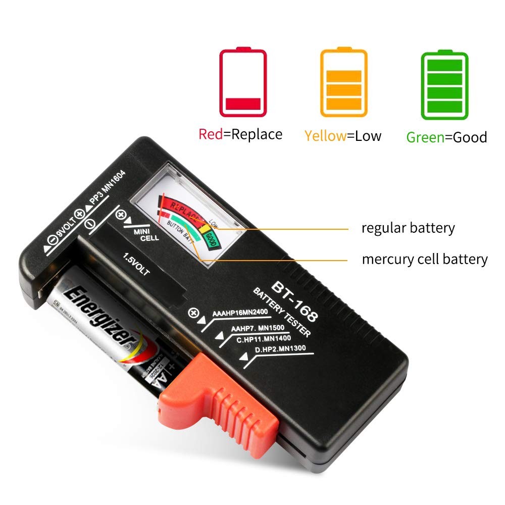2Pcs Battery Tester Checker, Universal Checker for AA AAA C D 9V