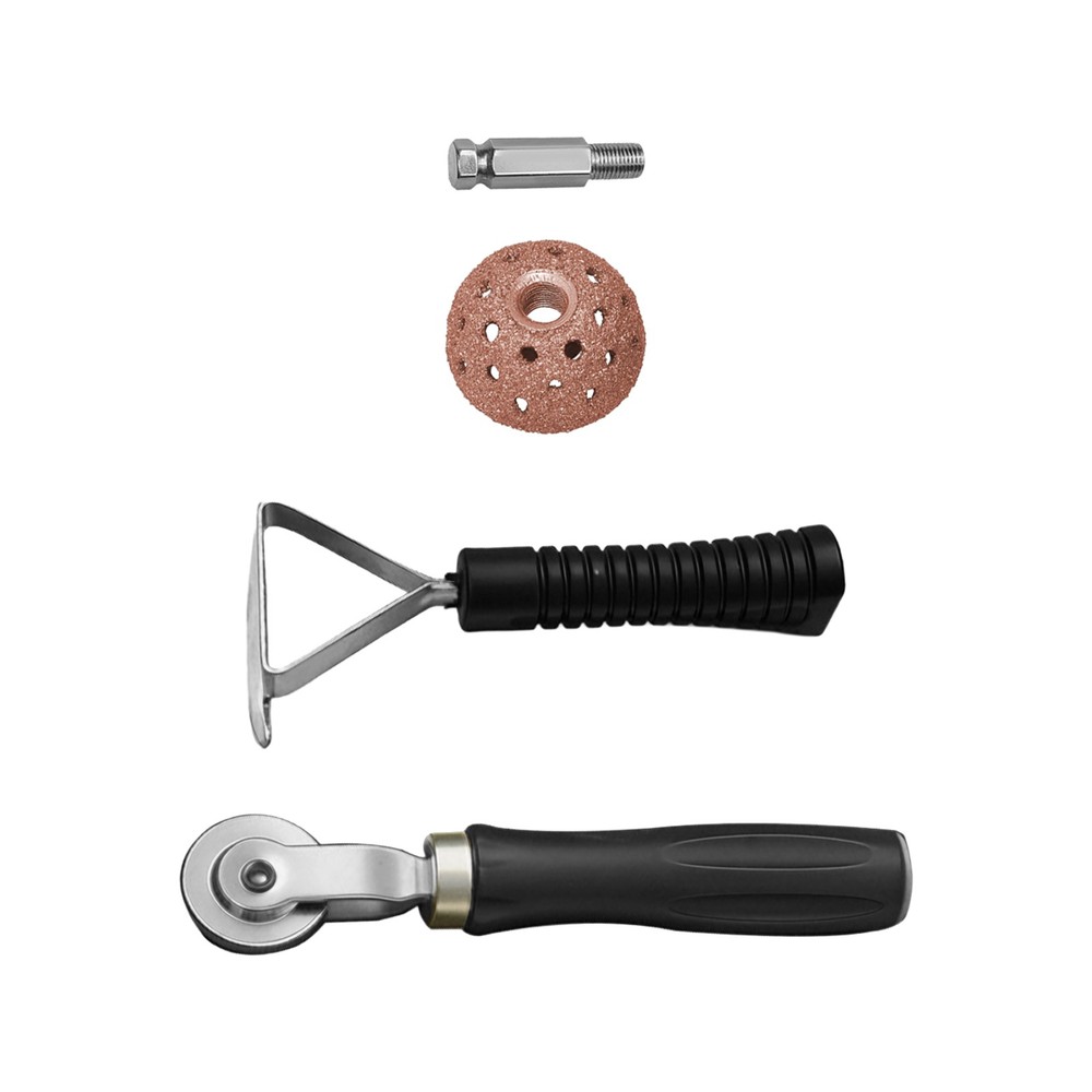 3Pcs Tyre Repair Tool Patch Roller+Scraper+Buffer Wheel Grinding Head Round Bit