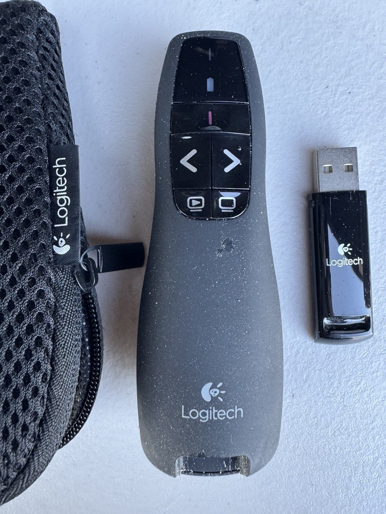 LOGITECH R400 WIRELESS PRESENTER REMOTE CONTROL w/ LASER POINTER & CASE