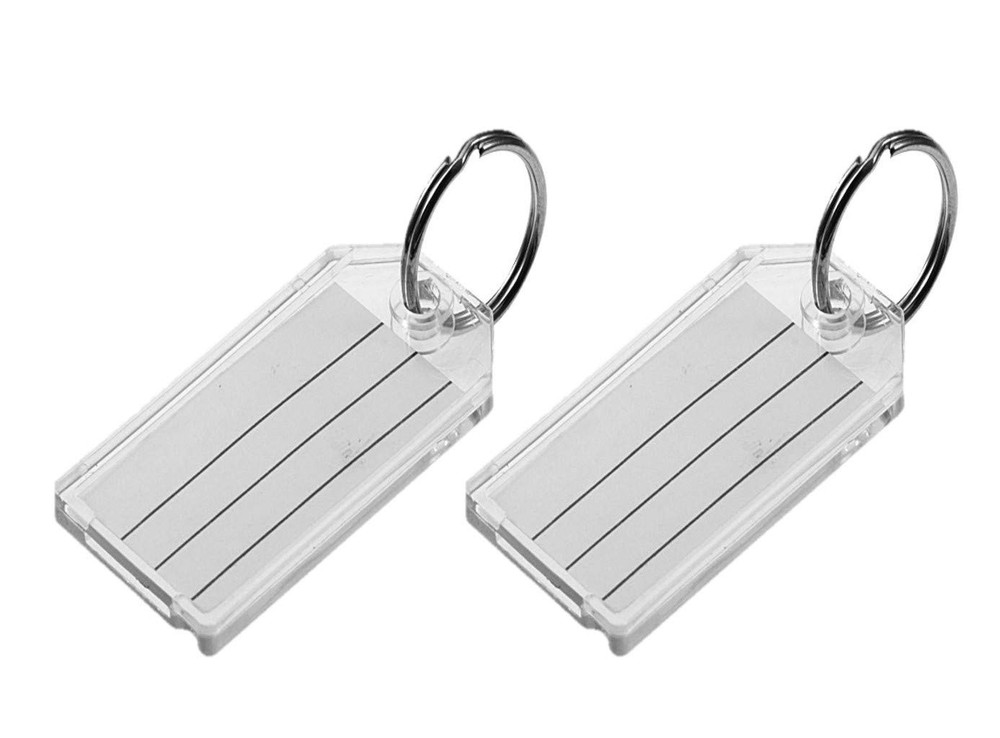 2 Pack Extra Strength Key Tags with Split Ring Durable Clear Plastic ID Tags