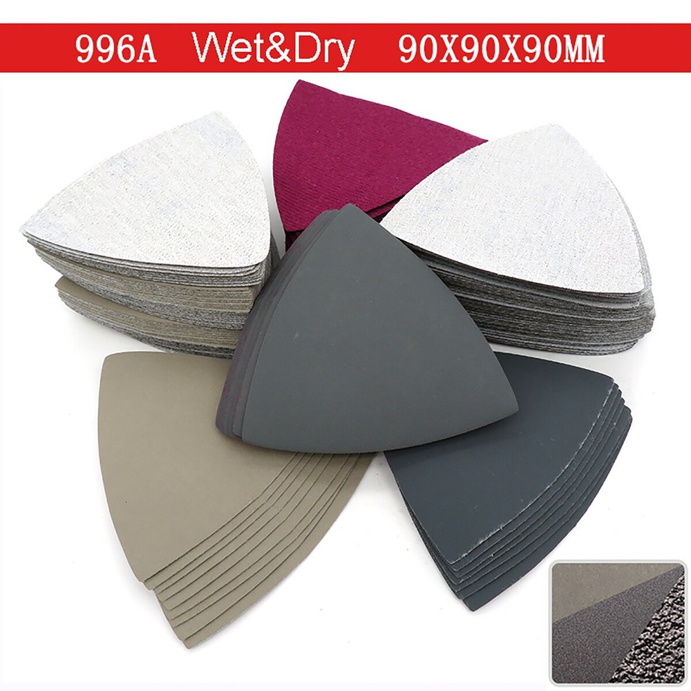 Wet Dry Triangle Sanding Sheet Discs Grit 60~10000 Hook Loop Sandpaper for 996A