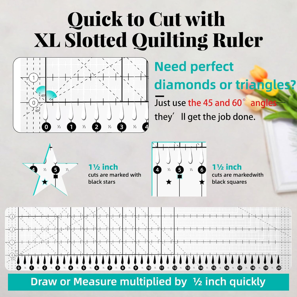 Extra Large Slotted Quilting Ruler 17.75" x 22" - Durable Acrylic Template