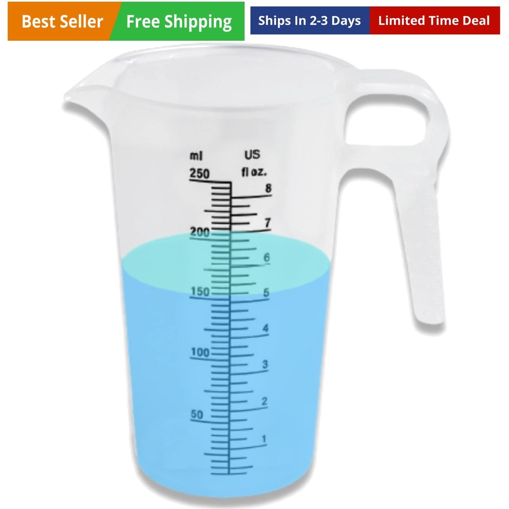 8oz 250 mL Measuring Pitcher, Plastic, Multipurpose - Great for Chemicals, Oi...