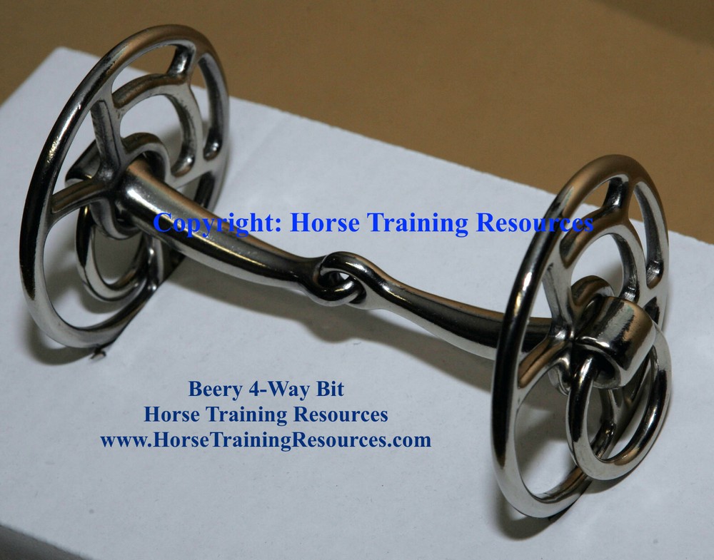Prof Jesse Beery 4-Way Riding Training Driving Bit Snaffle w/ Instructions NEW