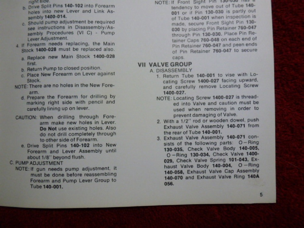 Crosman 1400 Factory Service Manual With Exploded View